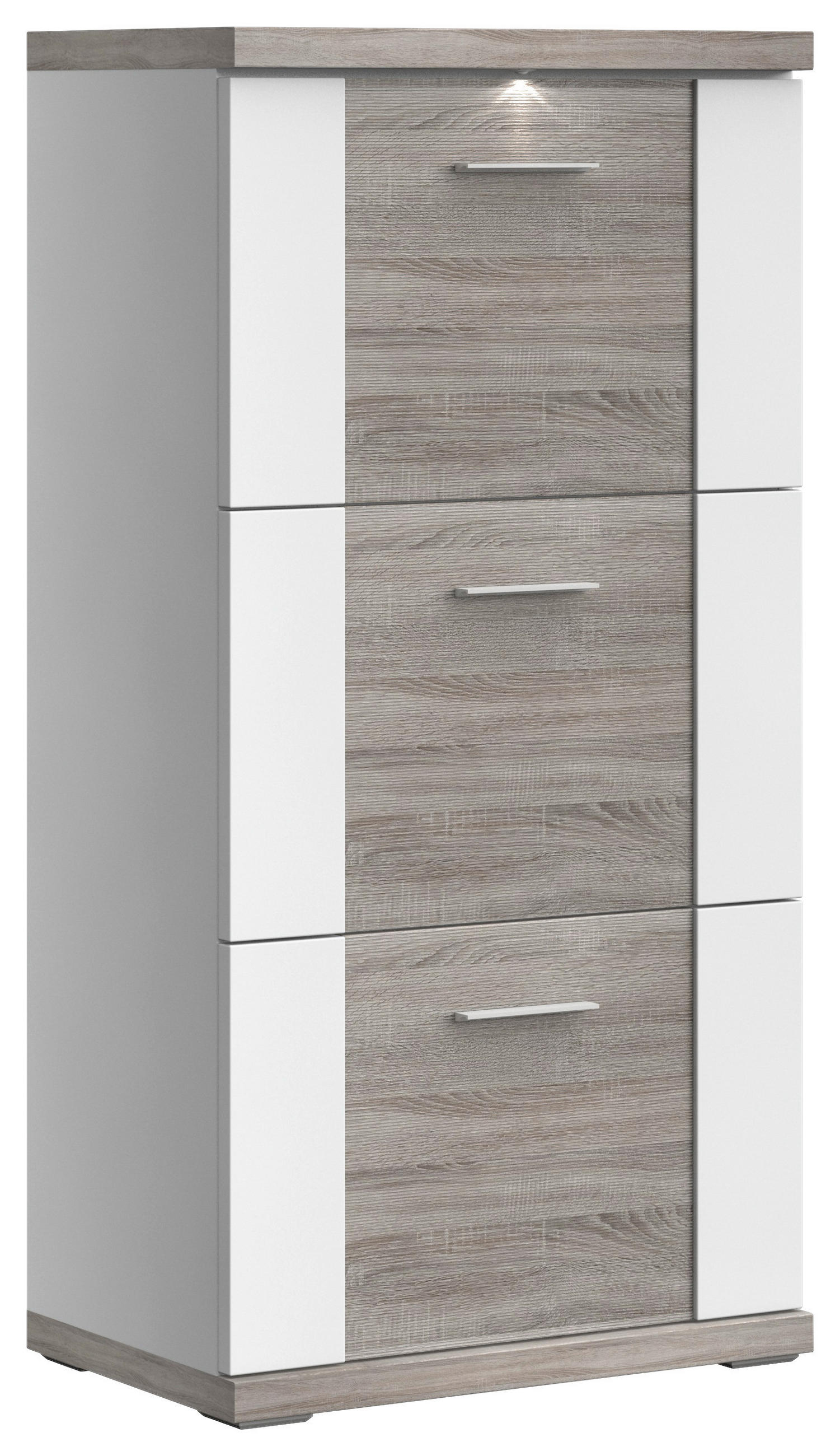 SCHUHSCHRANK 65/131/42 cm  - Chromfarben/Eichefarben, Basics, Holzwerkstoff/Metall (65/131/42cm) - Xora