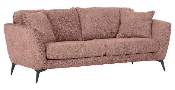 BIGSOFA Chenille Altrosa  - Schwarz/Altrosa, KONVENTIONELL, Textil/Metall (215/70/98cm) - Carryhome