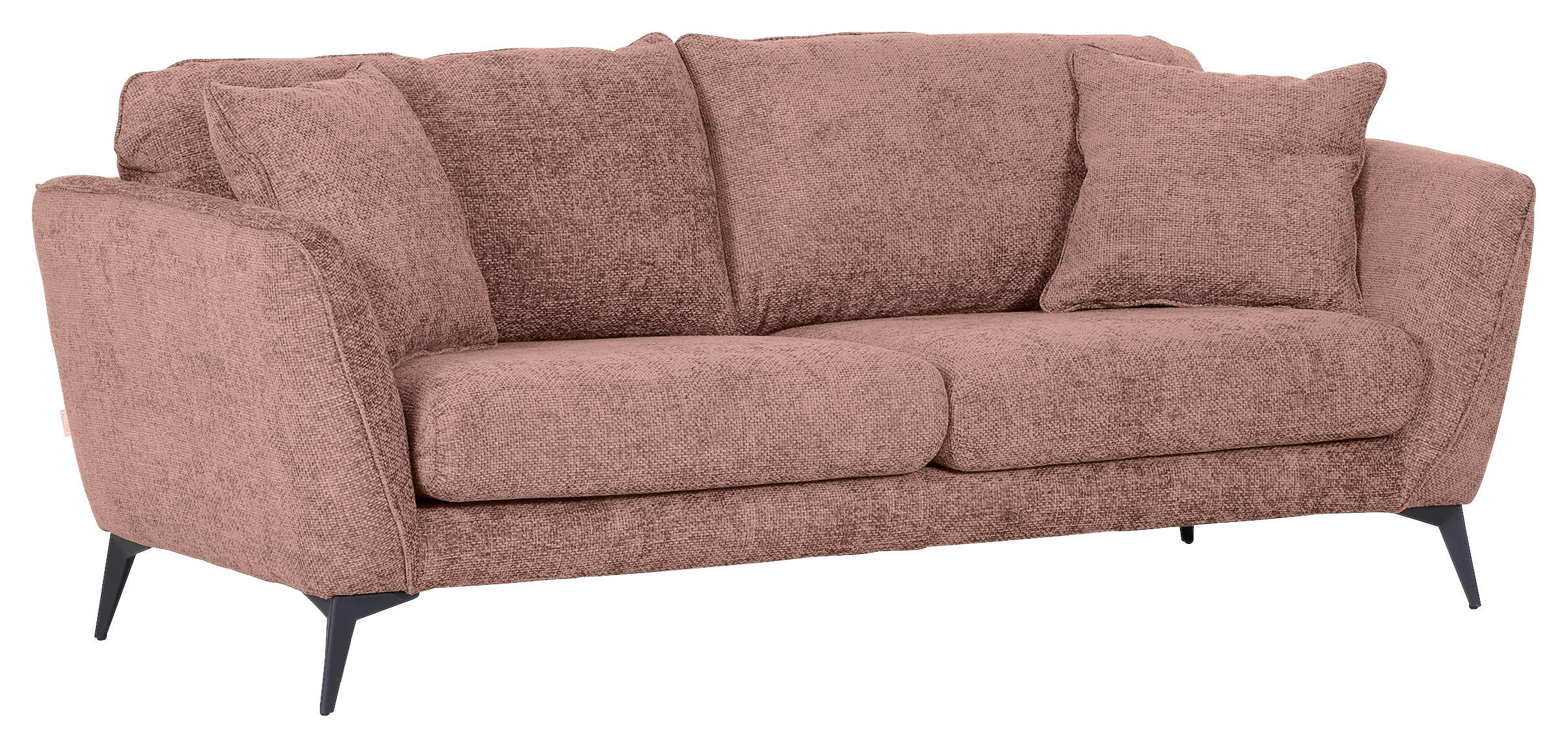 BIGSOFA in Chenille Altrosa  - Schwarz/Altrosa, Konventionell, Textil/Metall (215/70/98cm) - Carryhome