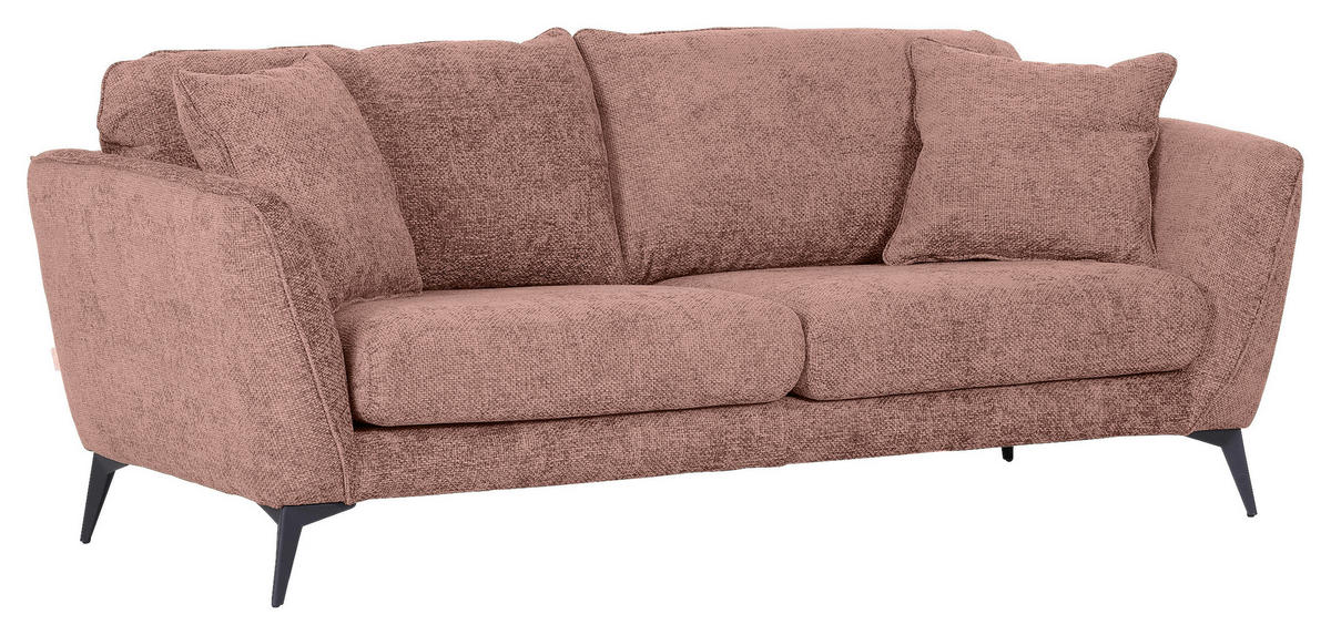 BIGSOFA in Chenille Altrosa  - Schwarz/Altrosa, Konventionell, Textil/Metall (215/70/98cm) - Carryhome