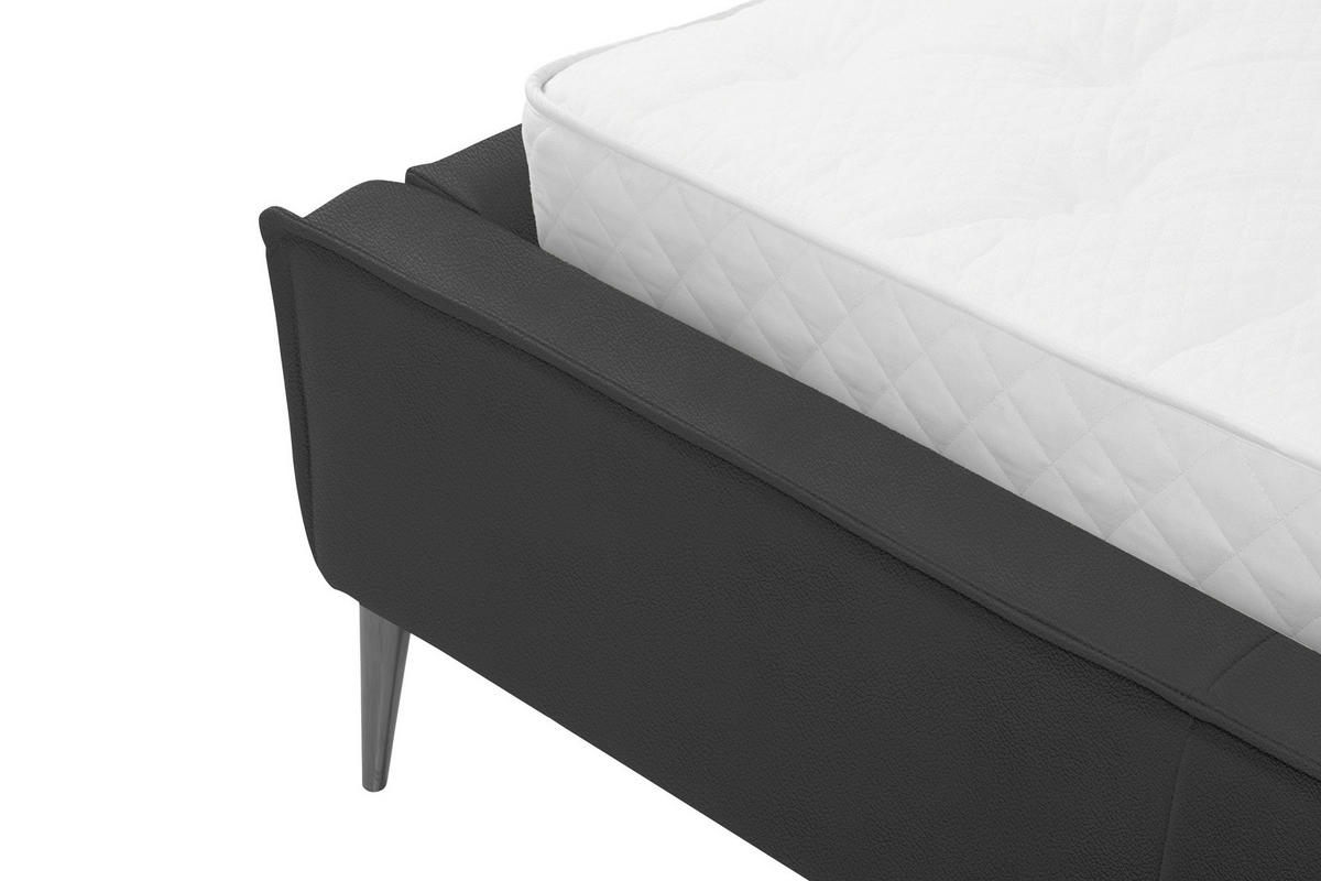 POLSTERBETT 140/200 cm,  in Anthrazit, gepolstertes Kopfteil,  - Anthrazit/Schwarzchrom, KONVENTIONELL, Leder/Metall (140/200cm) - Esposa