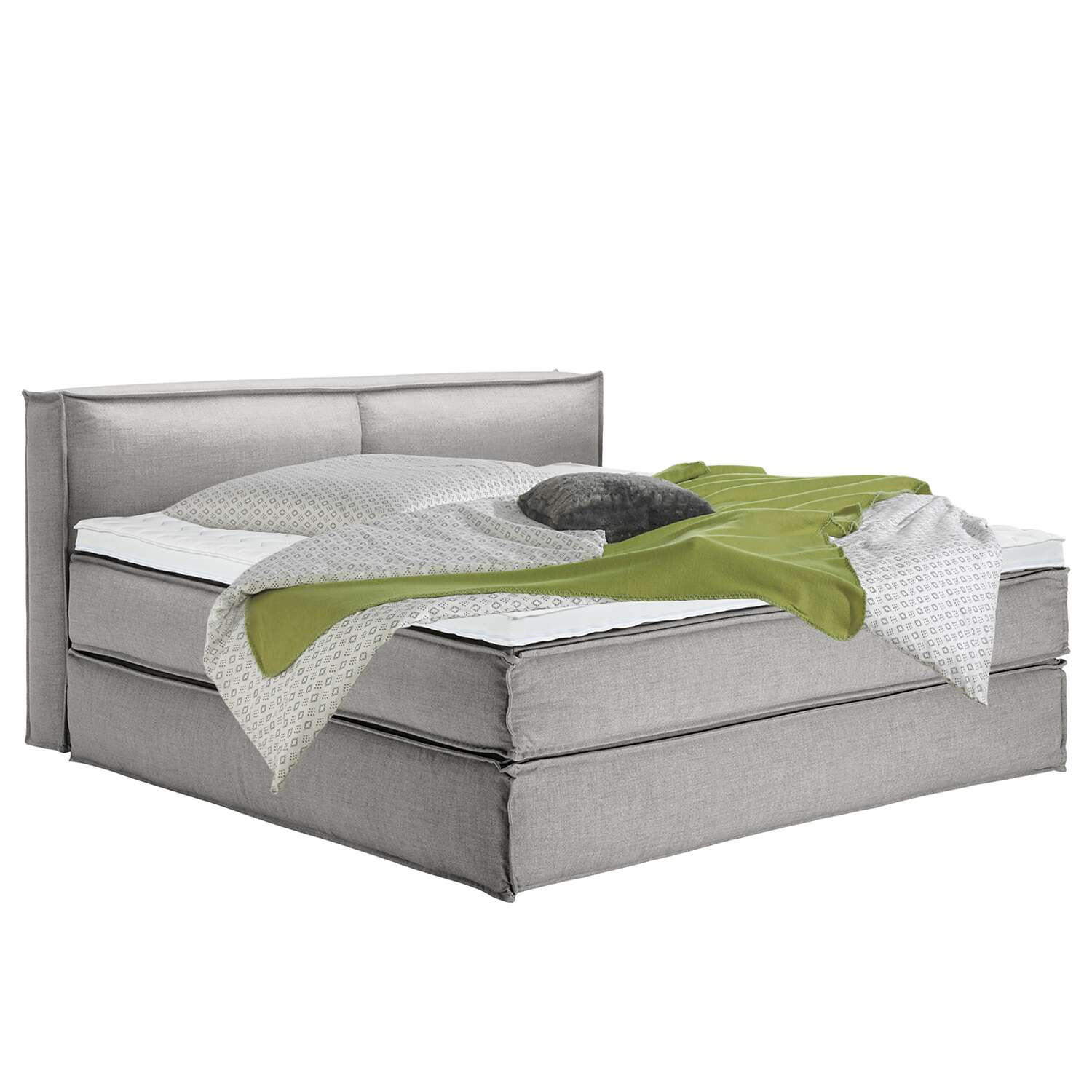 BOXSPRINGBETT 200/220 cm  in Hellgrau  - Hellgrau/Schwarz, Design, Textil (200/220cm) - home24