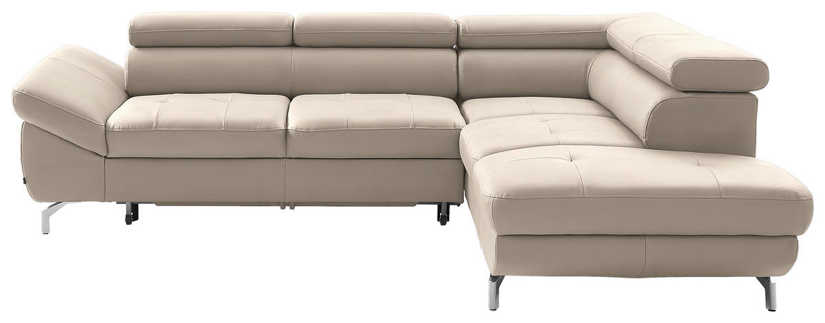 ECKSOFA in Echtleder Creme  - Silberfarben/Creme, Design, Leder/Metall (270/220cm) - Novel