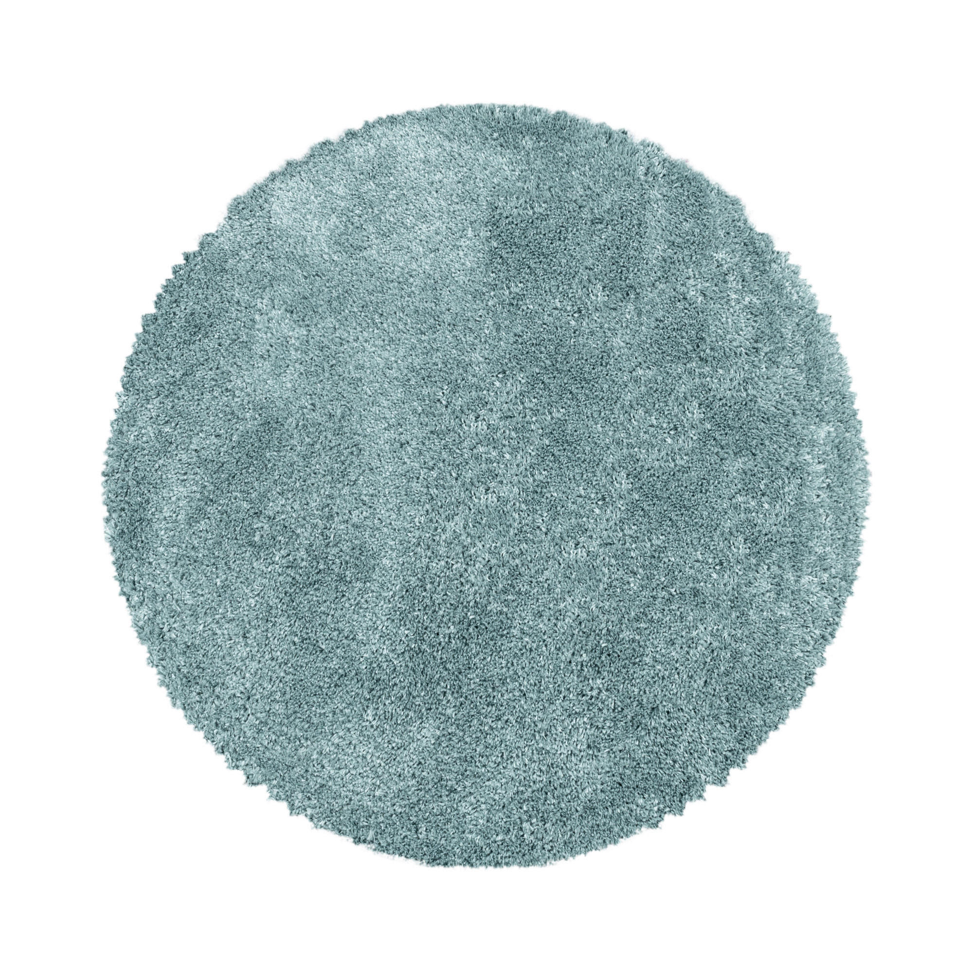 Hochflor Teppich Blau Naturfaser Fluffy Ø 80 cm
