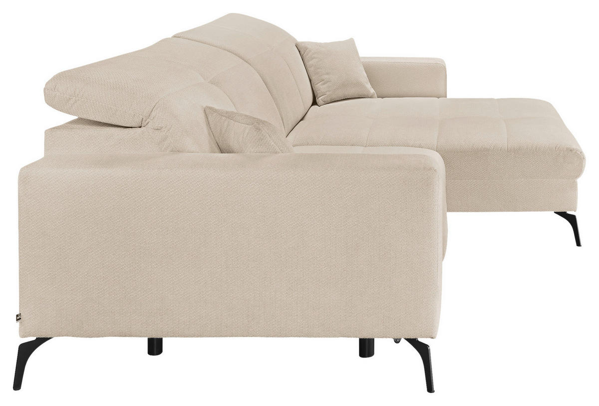 ECKSOFA Creme Webstoff  - Creme/Schwarz, KONVENTIONELL, Textil/Metall (285/180cm) - SetOne by Musterring