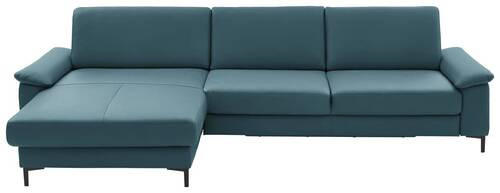 ECKSOFA in Echtleder Blau  - Blau/Schwarz, Design, Leder/Metall (176/334cm) - Dieter Knoll
