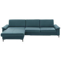 ECKSOFA in Echtleder Blau  176/334 cm  - Blau/Schwarz, Design, Leder/Metall (176/334cm) - Dieter Knoll