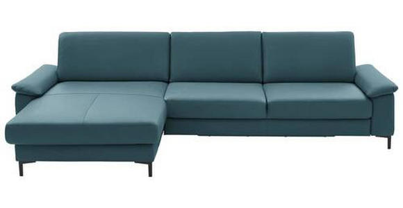ECKSOFA in Echtleder Blau 176/334 cm - Blau/Schwarz, Design, Leder/Metall (176/334cm) - Dieter Knoll