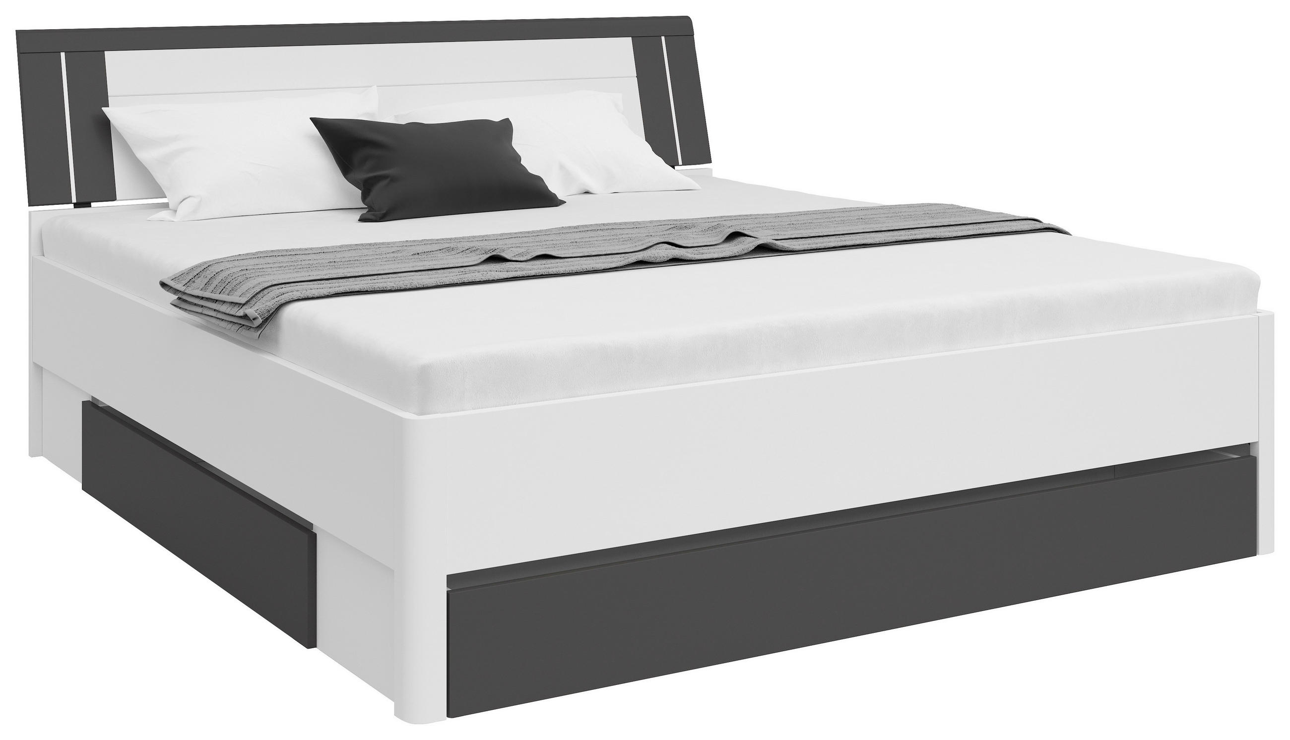 Stauraumbett 180x200 cm Saturn Graphitfarben/Weiß