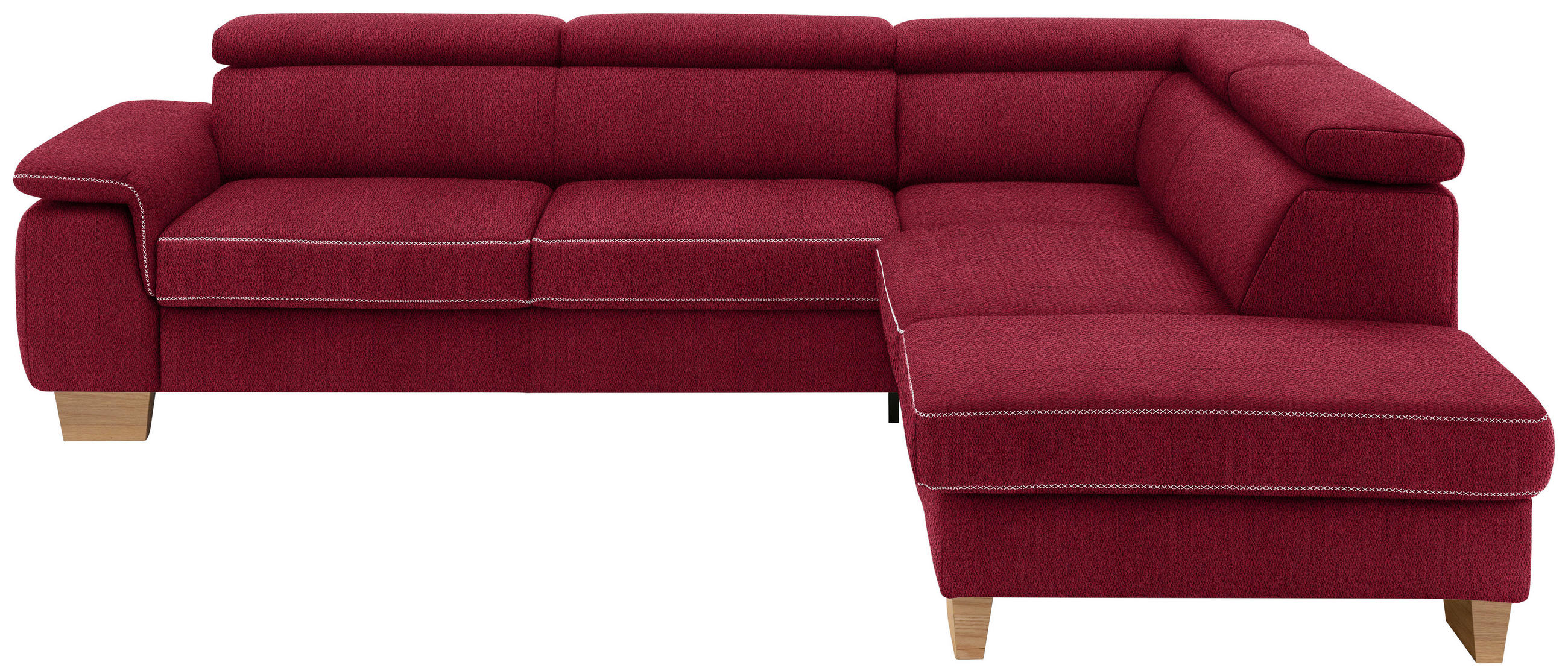 ECKSOFA in Mikrofaser Rot  - Eichefarben/Beige, Natur, Holz/Textil (273/226cm) - Beldomo System