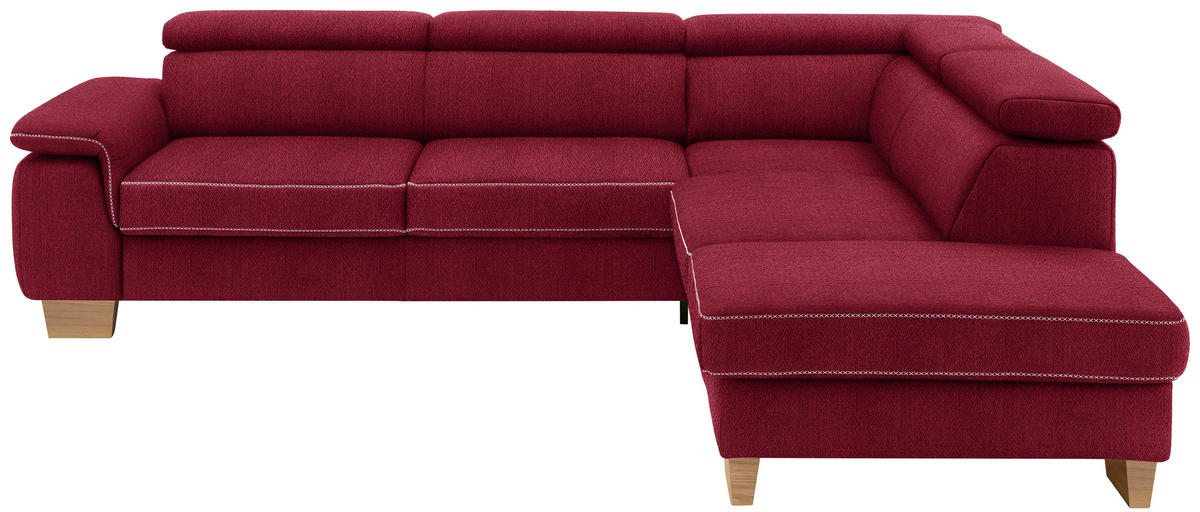 ECKSOFA in Mikrofaser Rot  - Eichefarben/Beige, Natur, Holz/Textil (273/226cm) - Beldomo System