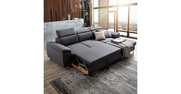 ECKSOFA inkl.Funktionen Grau Webstoff  - Silberfarben/Grau, Design, Textil/Metall (250/167cm) - Xora