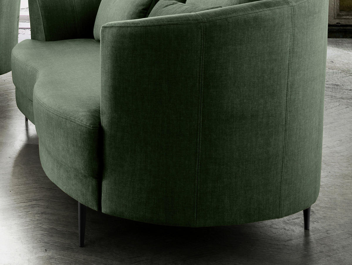 2-SITZER-SOFA Velours Dunkelgrün  - Dunkelgrün/Schwarz, MODERN, Textil/Metall (179/85/101cm) - Livetastic