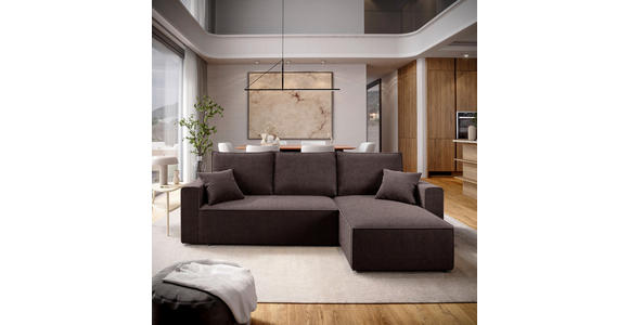 ECKSOFA Braun Cord  - Schwarz/Braun, KONVENTIONELL, Kunststoff/Textil (241/138cm) - Carryhome