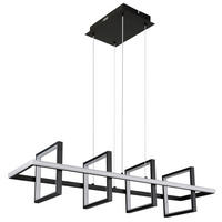 LED-HÄNGELEUCHTE 90/28/120 cm  - Opal/Schwarz, Design, Kunststoff/Metall (90/28/120cm) - Globo