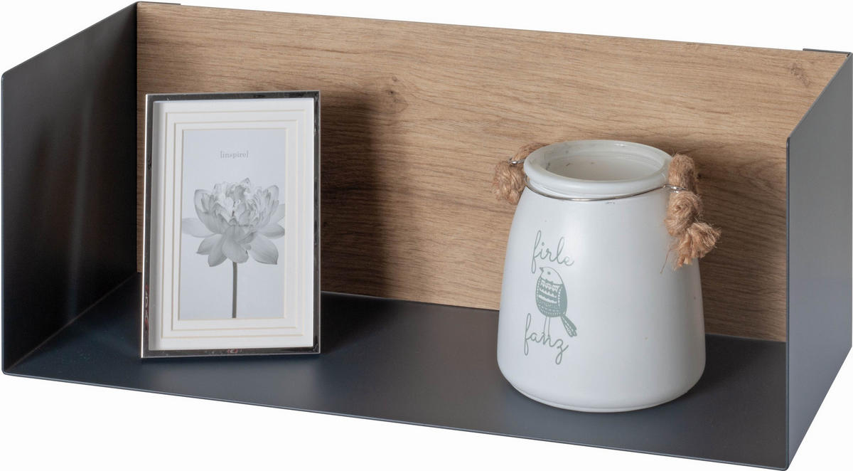 WANDBOARD Metall, Holzwerkstoff Anthrazit, Eichefarben  - Eichefarben/Anthrazit, MODERN, Holzwerkstoff/Metall (45/18/18cm)