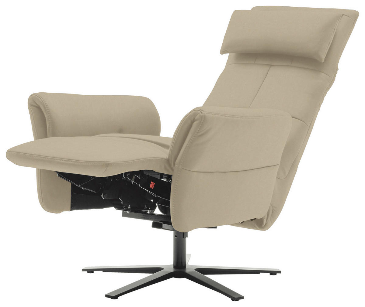 RELAXSESSEL Echtleder Relaxfunktion, Kopfteilverstellung, Nackenkissen    - Ecru/Schwarz, Design, Leder/Metall (81/118/82cm) - Schöner Wohnen