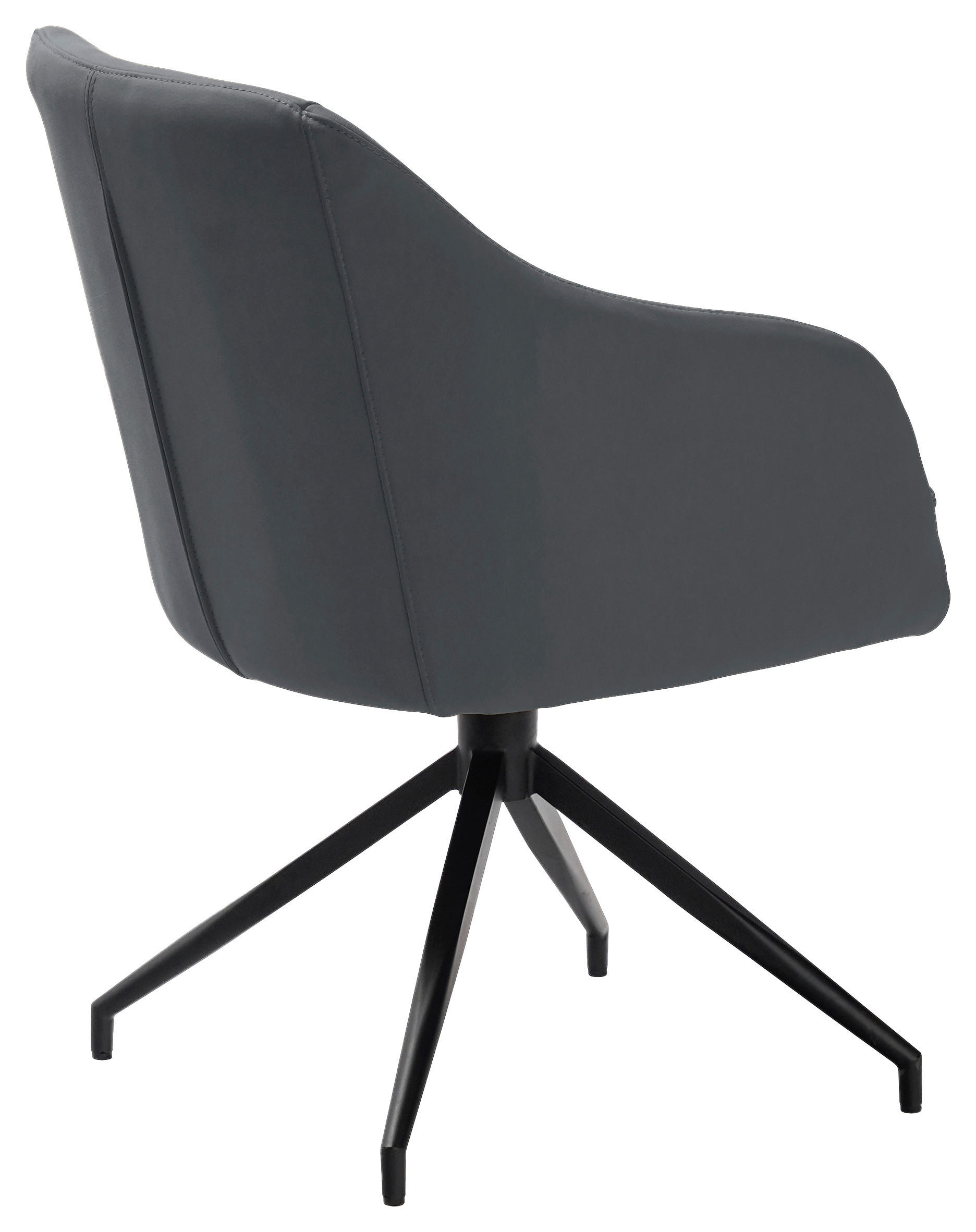 ARMLEHNSTUHL  in Eisen Echtleder pigmentiert  - Blaugrau/Schwarz, Design, Leder/Metall (61/83/61,5cm) - Cassando