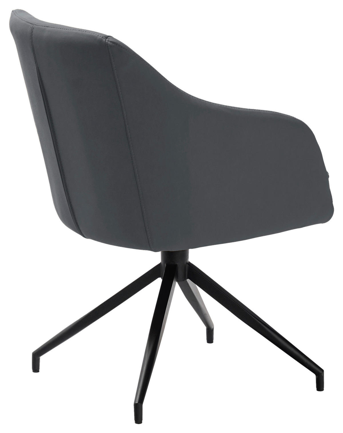 ARMLEHNSTUHL  in Eisen Echtleder pigmentiert  - Blaugrau/Schwarz, Design, Leder/Metall (61/83/61,5cm) - Cassando