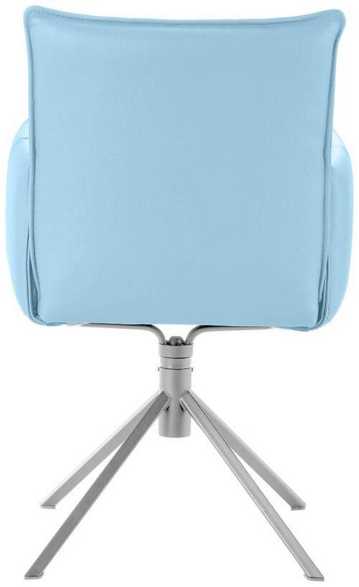 ARMLEHNSTUHL  in Echtleder pigmentiert  - Edelstahlfarben/Hellblau, Design, Leder/Metall (55/85/65cm) - Valnatura