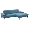 ECKSOFA  in Chenille, Flachgewebe Blau  284/180 cm  - Blau/Schwarz, Design, Textil/Metall (284/180cm) - Dieter Knoll