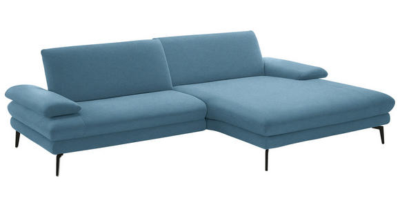 ECKSOFA  in Chenille, Flachgewebe Blau  284/180 cm  - Blau/Schwarz, Design, Textil/Metall (284/180cm) - Dieter Knoll
