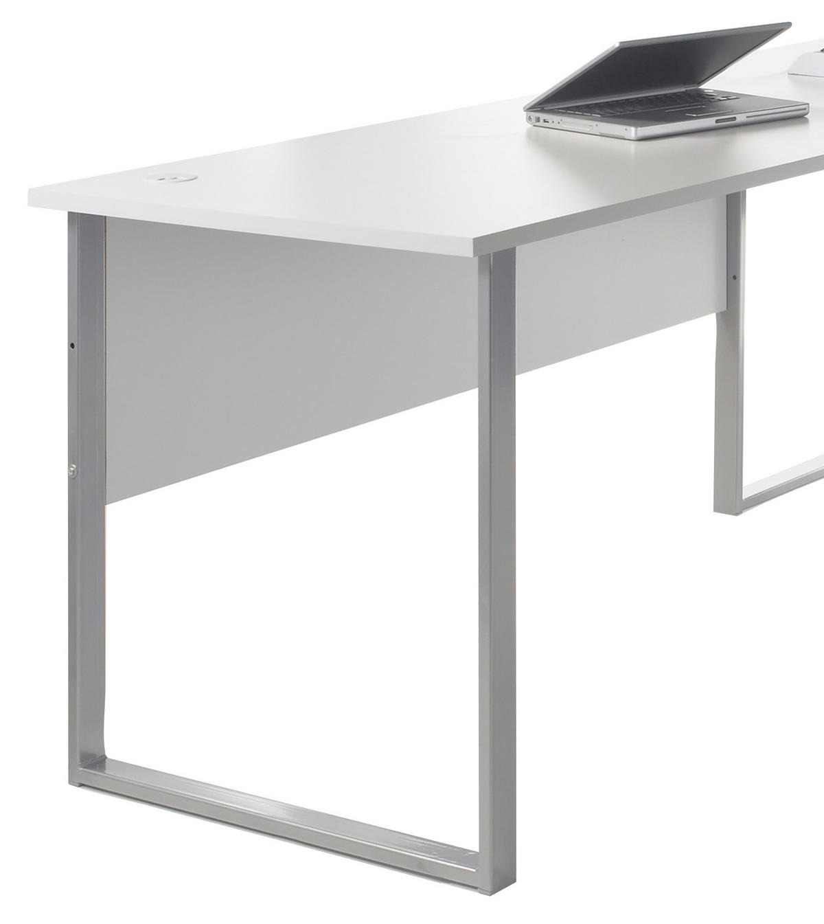 ECKSCHREIBTISCH 170+223/77/73 cm  in Hellgrau  - Hellgrau/Alufarben, Design, Holzwerkstoff/Metall (170+223/77/73cm) - MID.YOU