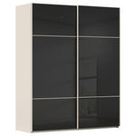SCHWEBETÜRENSCHRANK 162/223/68 cm 2-türig Schwarz, Champagner  - Champagner/Schwarz, KONVENTIONELL, Glas/Holzwerkstoff (162/223/68cm) - Novel