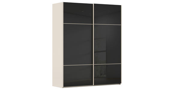 SCHWEBETÜRENSCHRANK 162/223/68 cm 2-türig Schwarz, Champagner - Champagner/Schwarz, KONVENTIONELL, Glas/Holzwerkstoff (162/223/68cm) - Novel