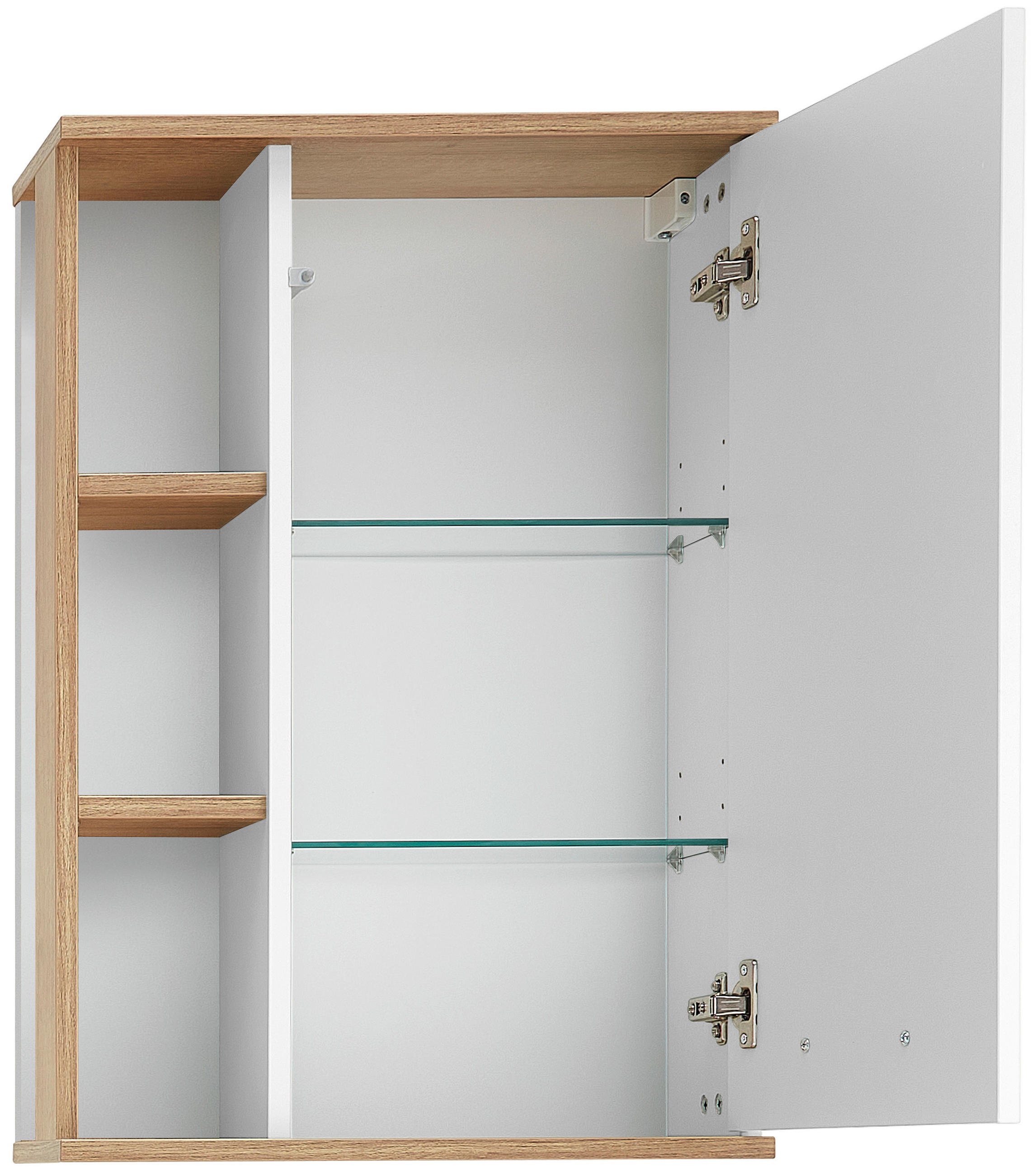 ZÁVĚSNÁ SKŘÍŇKA, bílá, barvy dubu, 50,5/74,5/20,5 cm - bílá/barvy dubu, Konvenční, kompozitní dřevo/sklo (50,5/74,5/20,5cm) - Xora