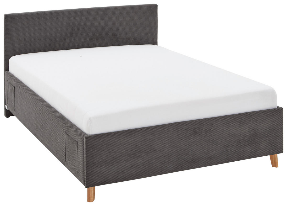 POLSTERBETT 140/200 cm  in Anthrazit  - Eichefarben/Anthrazit, Konventionell, Holz/Textil (140/200cm) - Stylife
