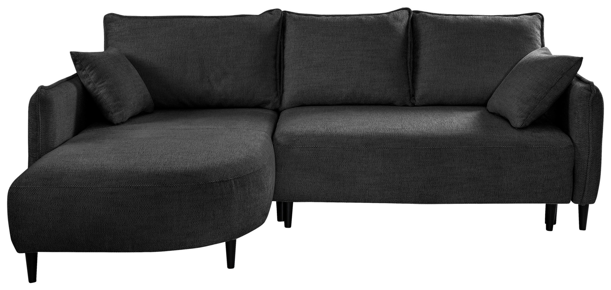 ECKSOFA Dunkelgrün Struktur  - Dunkelgrün/Schwarz, Design, Holz/Textil (165/244cm) - MID.YOU