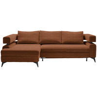 ECKSOFA in Chenille Cognac  - Cognac/Schwarz, KONVENTIONELL, Textil/Metall (184/265cm) - Hom`in