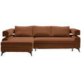 ECKSOFA in Chenille Cognac  - Cognac/Schwarz, KONVENTIONELL, Textil/Metall (184/265cm) - Hom`in