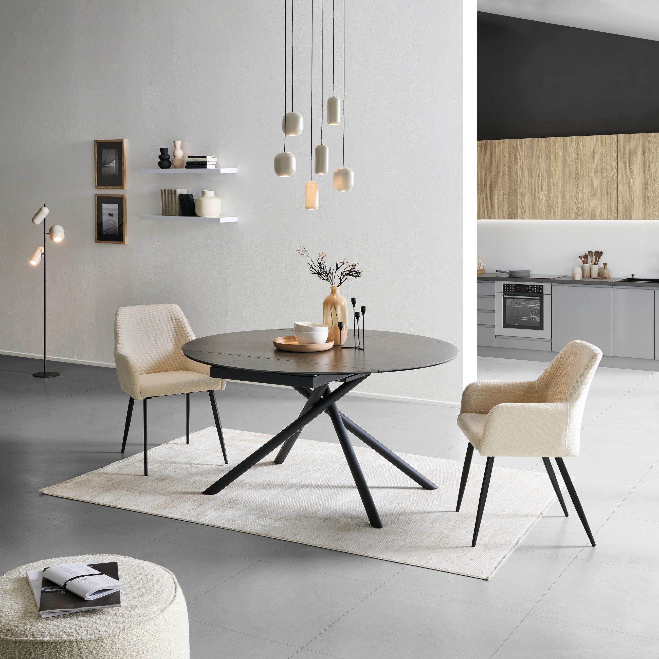 ESSTISCH in Metall, Glas, Keramik  - Anthrazit/Schwarz, LIFESTYLE, Glas/Keramik (90-140/76/140cm) - MID.YOU
