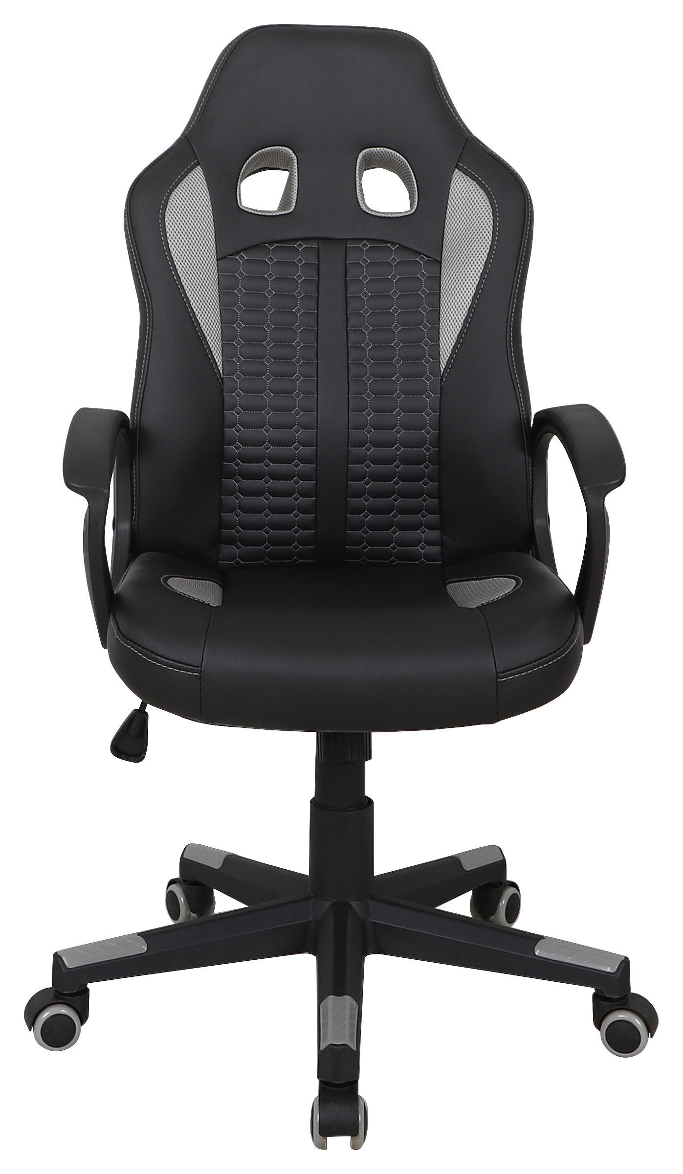 SCAUN DE GAMING  in imitație piele, plasă tensionată negru, gri deschis  - gri deschis/negru, Modern, plastic/textil (56/104-113/64cm) - Carryhome