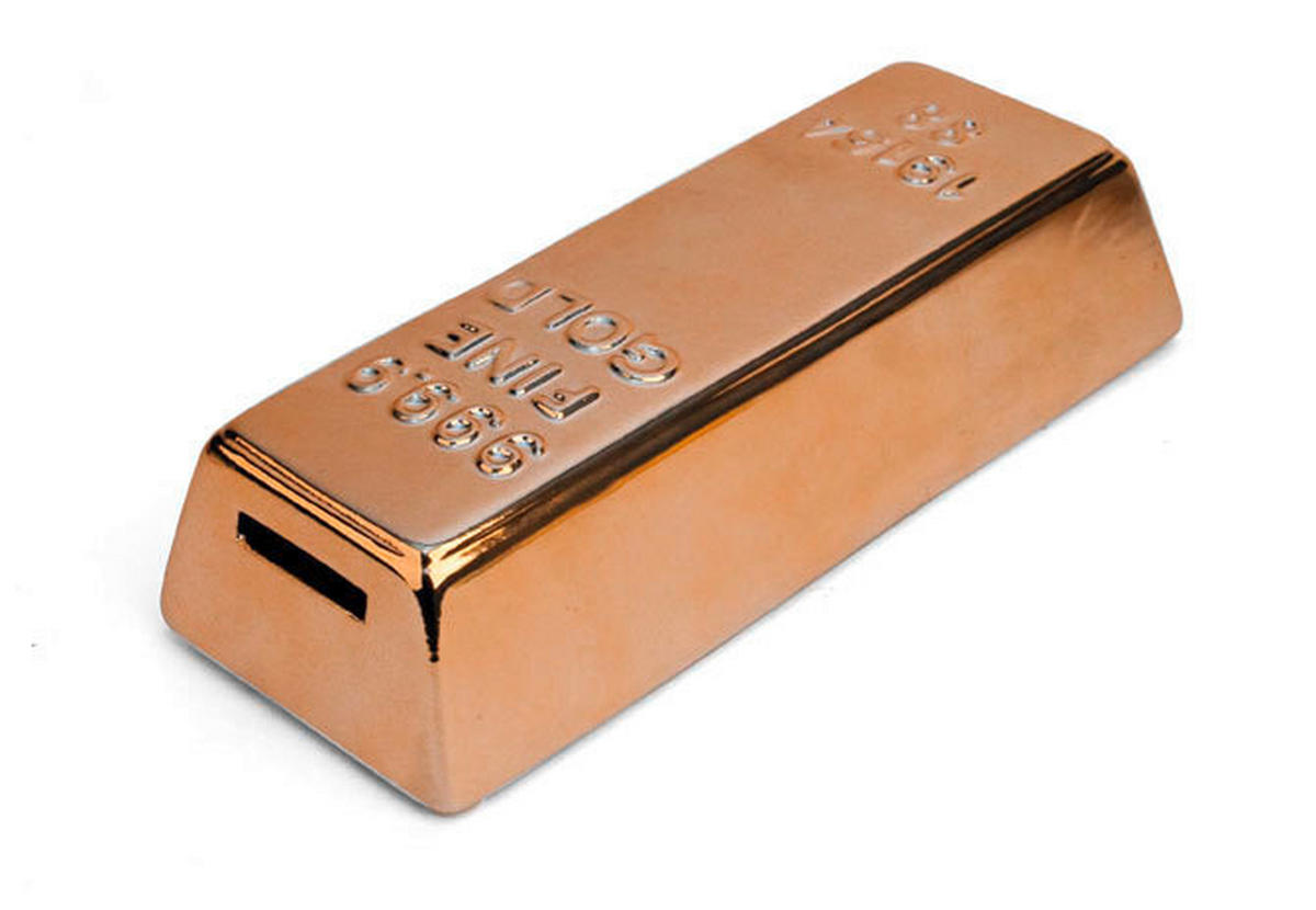 HRANILNIK - zlate barve, Basics, keramika (19/8/5cm) - Kikkerland