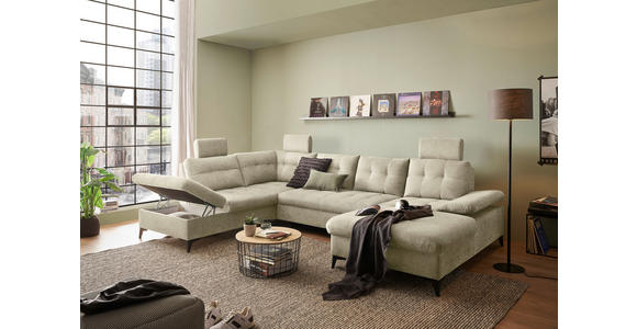 WOHNLANDSCHAFT Beige Webstoff  - Beige/Schwarz, KONVENTIONELL, Kunststoff/Textil (218/324/170cm) - Carryhome