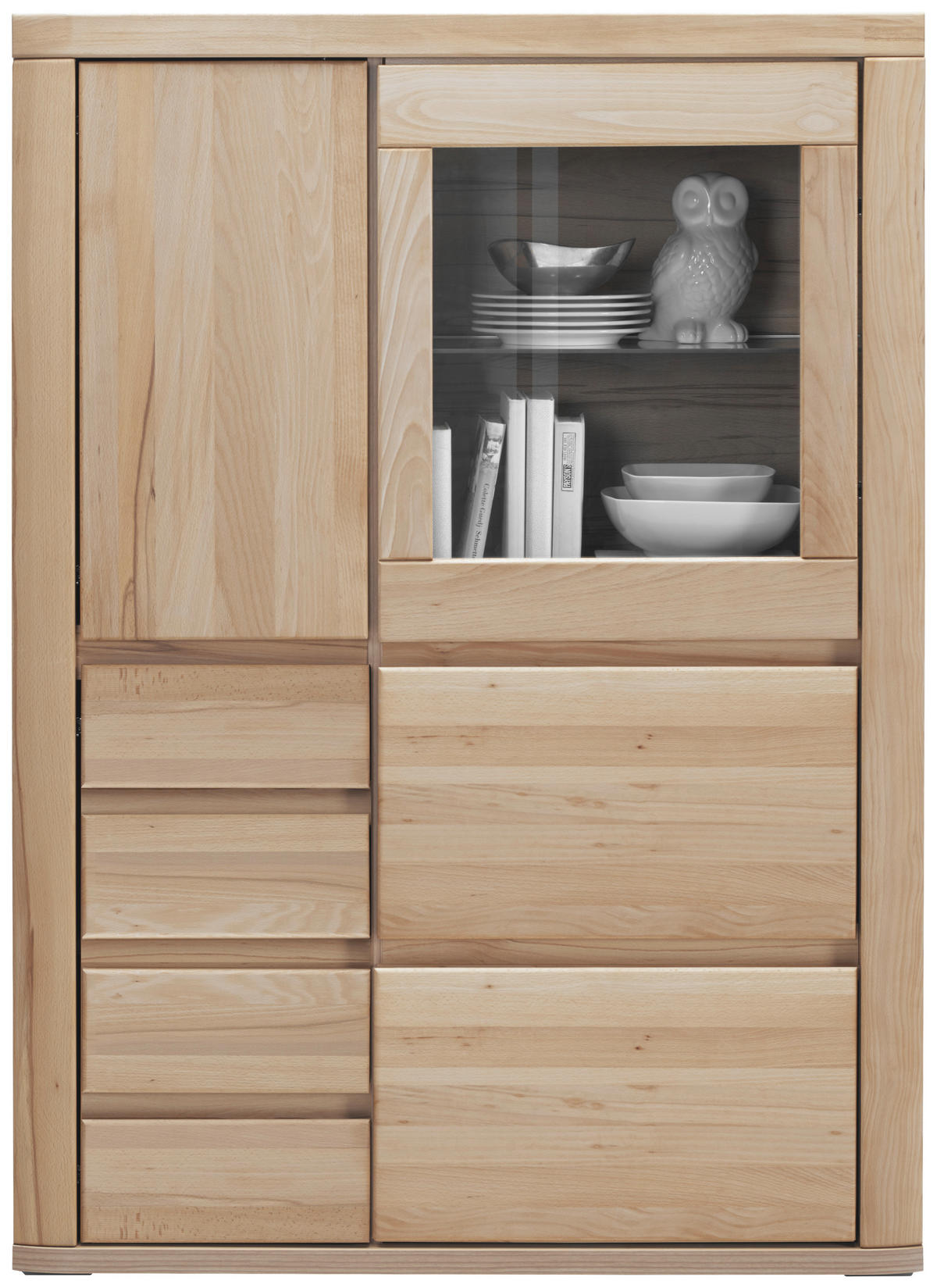HIGHBOARD  98,4/139,6/37,7 cm 4 Schublade(n)  - Alteiche/Grau, KONVENTIONELL, Glas/Holz (98,4/139,6/37,7cm) - Voleo