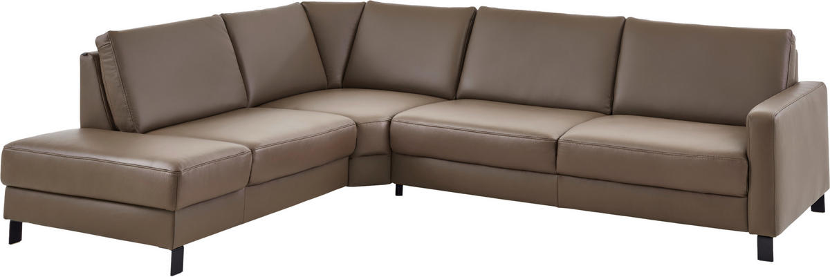 ECKSOFA Echtleder Braun  - Schwarz/Braun, Konventionell, Leder/Metall (243/306cm) - Dieter Knoll