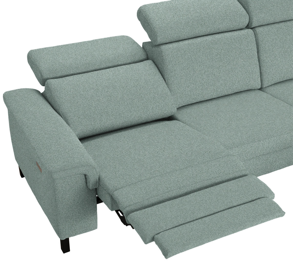 ECKSOFA in Flachgewebe Mintgrün  - Schwarz/Mintgrün, Konventionell, Textil/Metall (304/182cm) - Pure Home Comfort