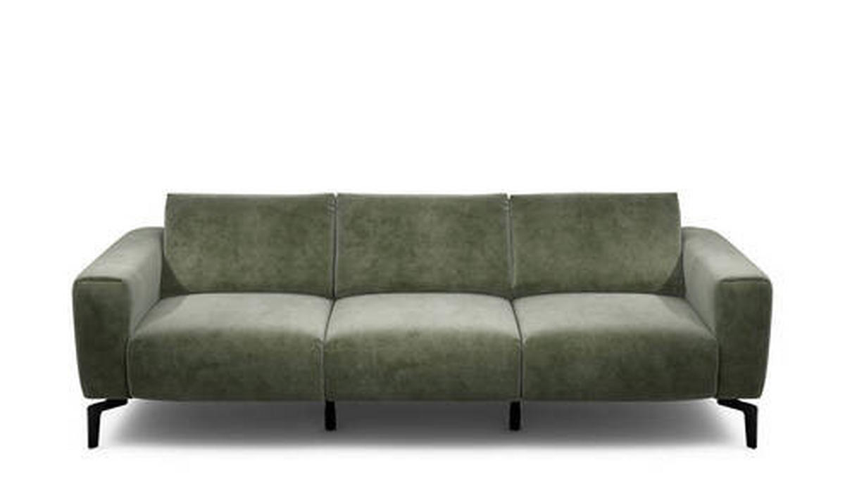 3-SITZER-SOFA in Samt Waldgrün  - Waldgrün/Schwarz, Design, Textil/Metall (250/86/86-94cm) - SENSOO