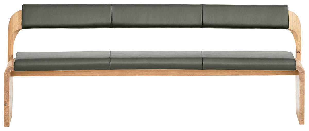 SITZBANK 227/84/70 cm  in Grau, Eichefarben  - Eichefarben/Grau, Natur, Leder/Holz (227/84/70cm) - Voglauer