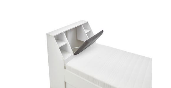 STAURAUMBETT 90/200 cm in Weiß - Weiß/Grau, KONVENTIONELL, Holzwerkstoff/Textil (90/200cm) - Carryhome
