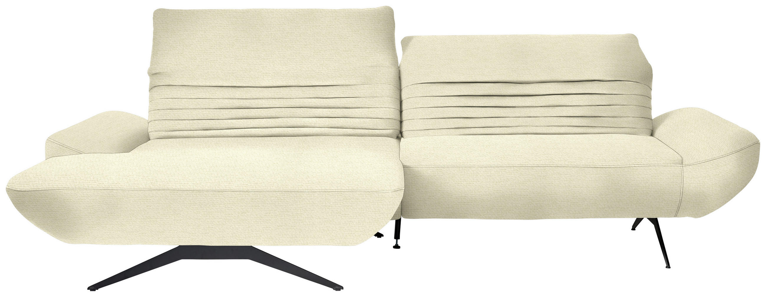 ECKSOFA in Chenille Creme  170-195/280 cm  - Creme/Schwarz, Design, Textil/Metall (170-195/280cm) - Dieter Knoll