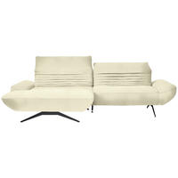 ECKSOFA in Chenille Creme  170-195/280 cm  - Creme/Schwarz, Design, Textil/Metall (170-195/280cm) - Dieter Knoll