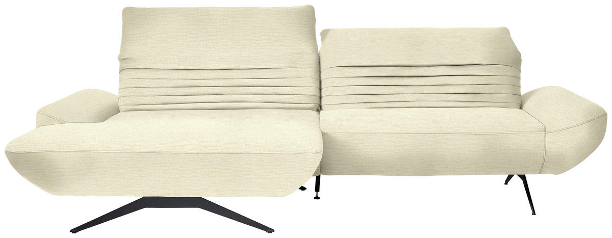 ECKSOFA in Chenille Creme  170-195/280 cm  - Creme/Schwarz, Design, Textil/Metall (170-195/280cm) - Dieter Knoll