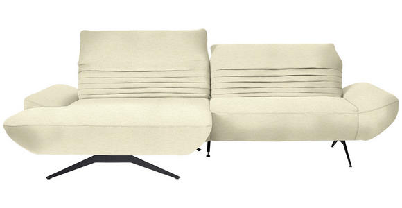ECKSOFA  in Chenille Creme  170-195/280 cm  - Creme/Schwarz, Design, Textil/Metall (170-195/280cm) - Dieter Knoll