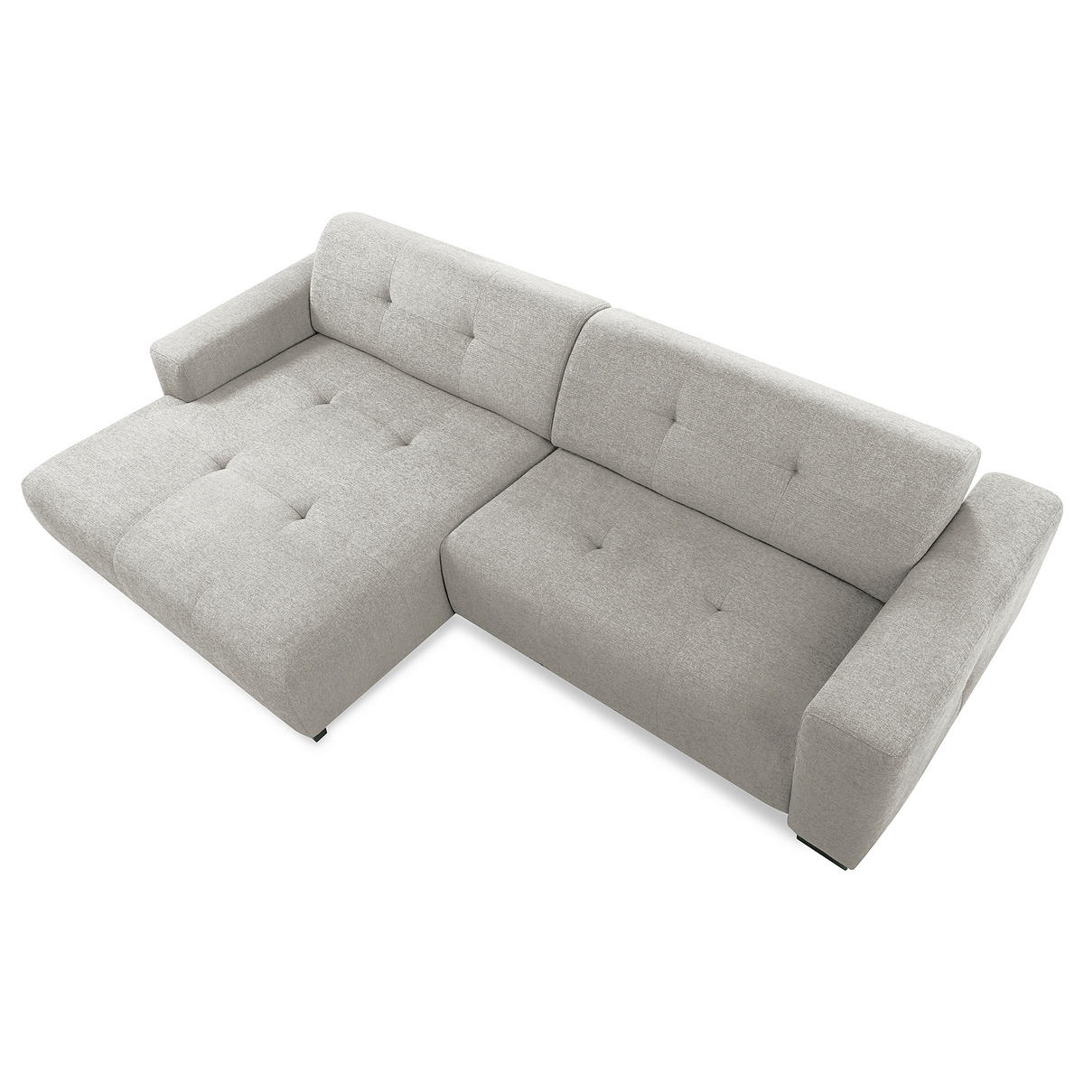 ECKSOFA AUSTIN Hellgrau Flachgewebe Sitztiefenverstellung  - Hellgrau/Schwarz, Design, Kunststoff/Textil (169/286cm) - Livetastic