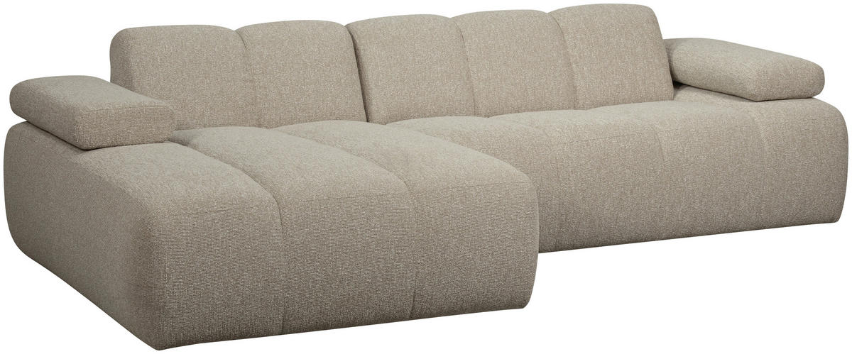 ECKSOFA Mojo Beige Bouclé Rücken echt, Armteilverstellung  - Beige/Schwarz, Design, Kunststoff/Textil (160/284cm) - Livetastic